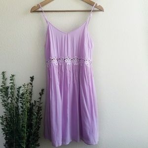 Entro • lavender cutout flower boho mini Dress